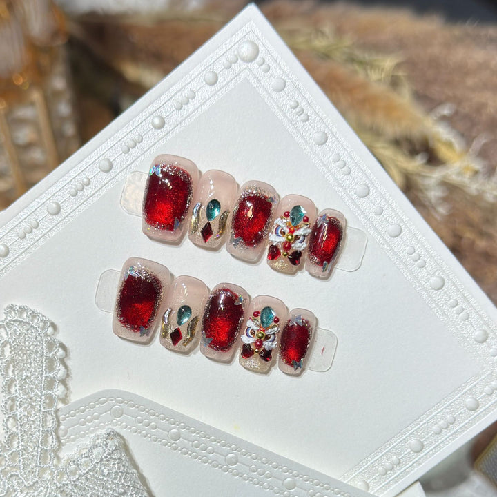Decorative Press-On Nail Art Kit with Gemstone Accents Stornfield