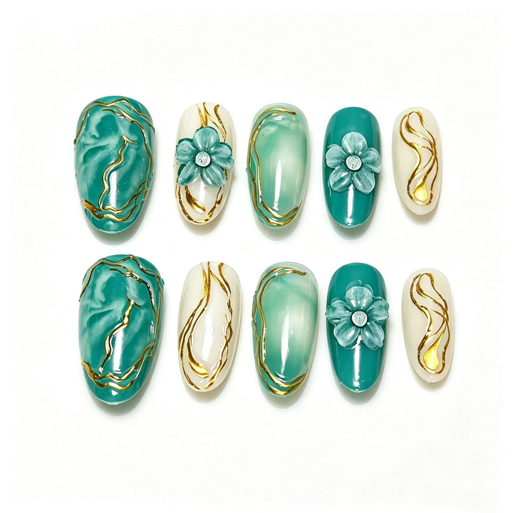 Decorative Floral Press-On Nail Art Set Stornfield