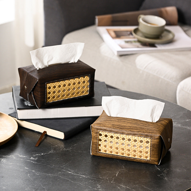 Decorative Rattan Patterned Tissue Box Holder Stornfield
