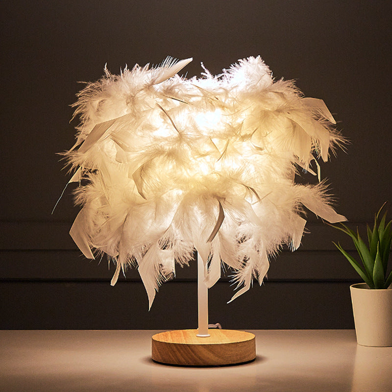 Feather-Accented Table Lamp