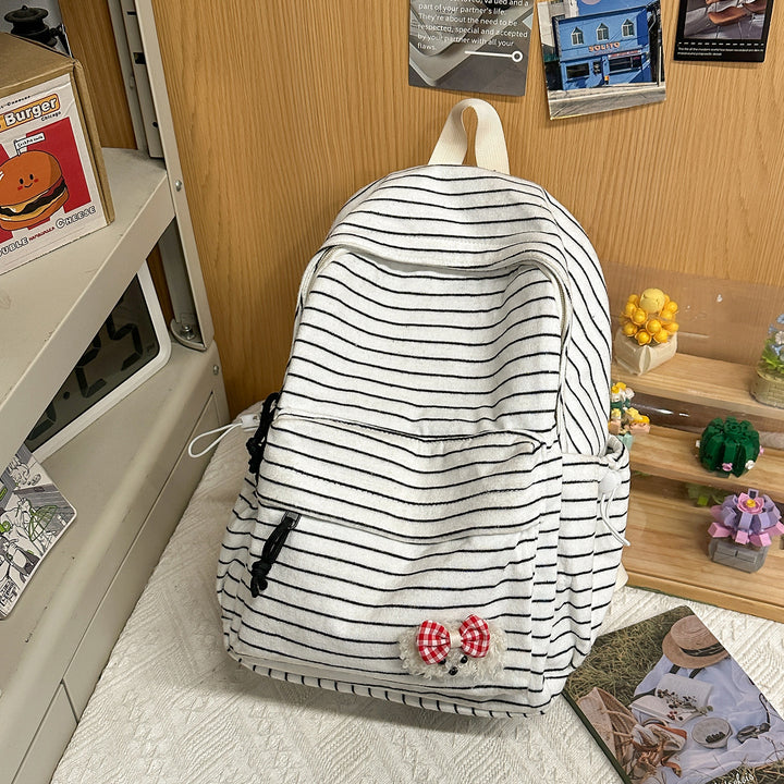 Striped Cozy Fabric Backpack Stornfield