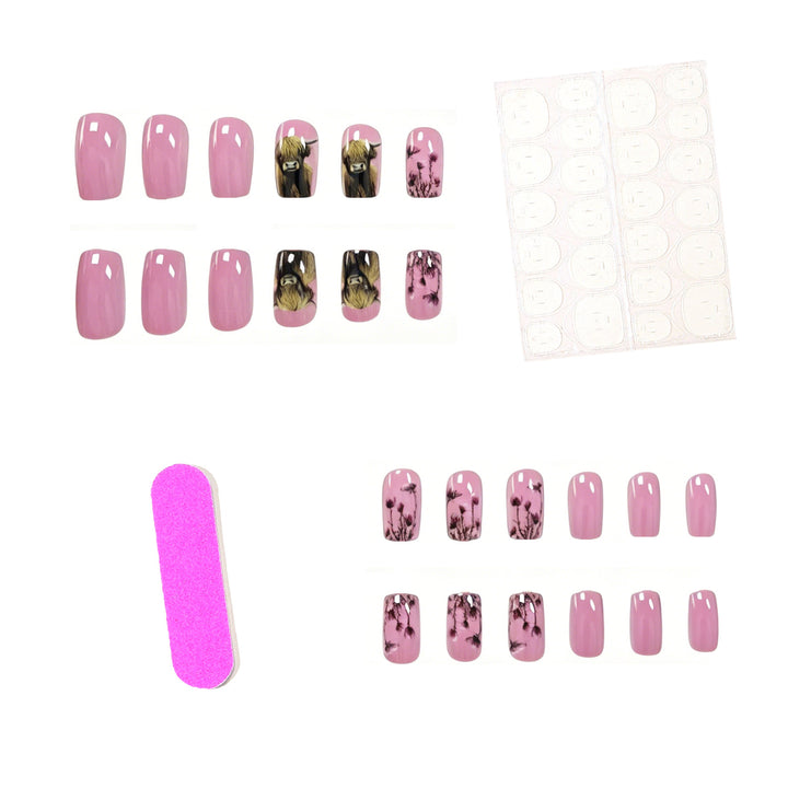 Floral-Themed Highland Cattle Nail Art Stornfield