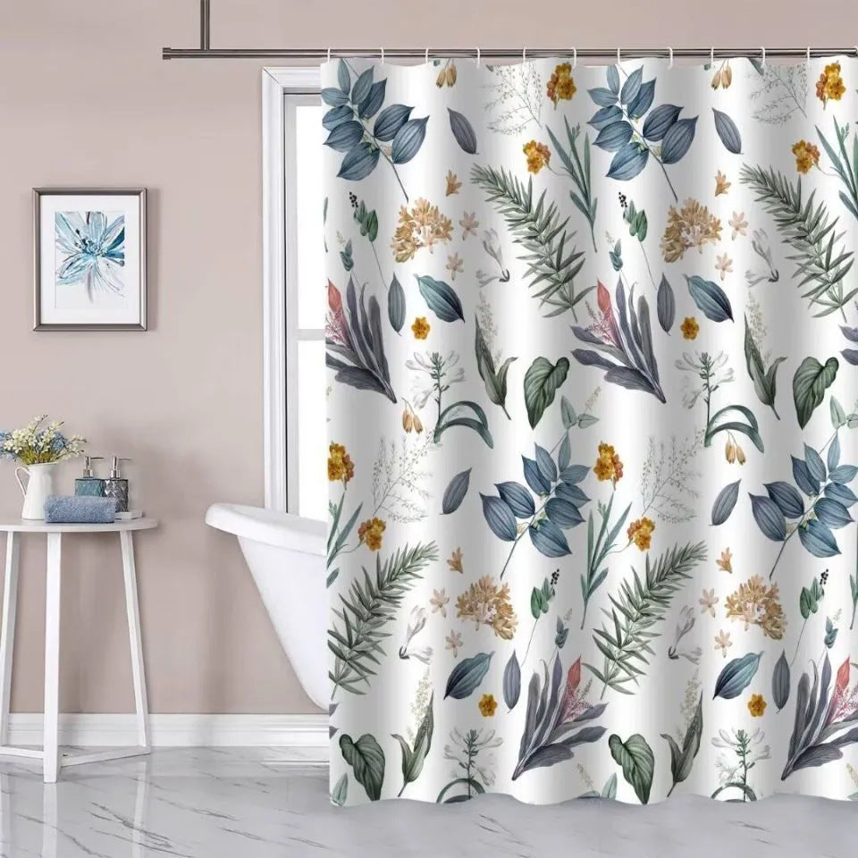 Tropical Leaf Pattern Shower Curtain Stornfield