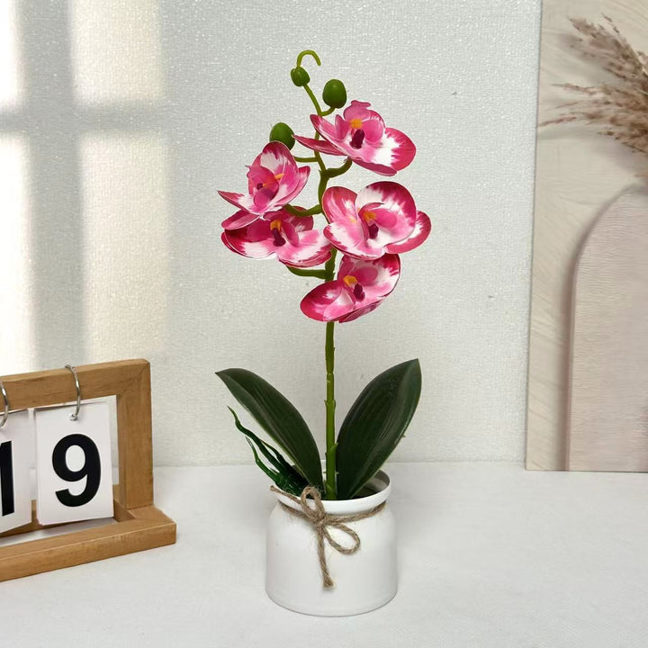 Lifelike Orchid Plant Arrangement for Indoor Home Decor