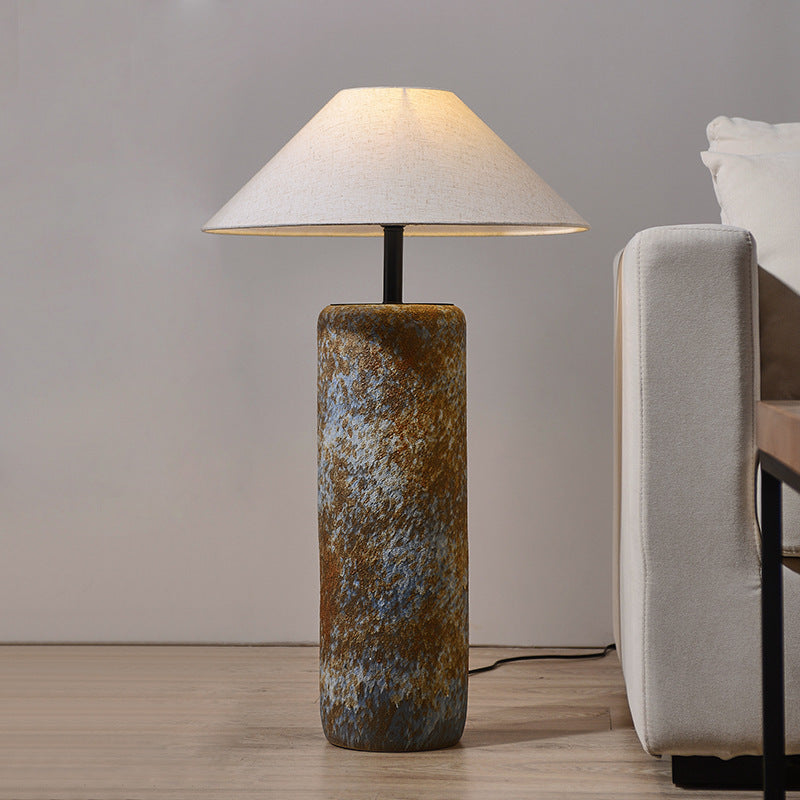 Rustic Stone and Fabric Table Lamp