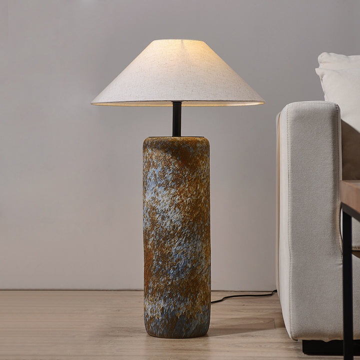 Rustic Stone and Fabric Table Lamp