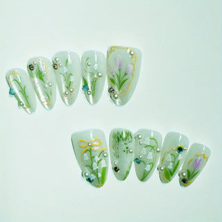 Floral Decorative Press-On Nail Extensions Stornfield