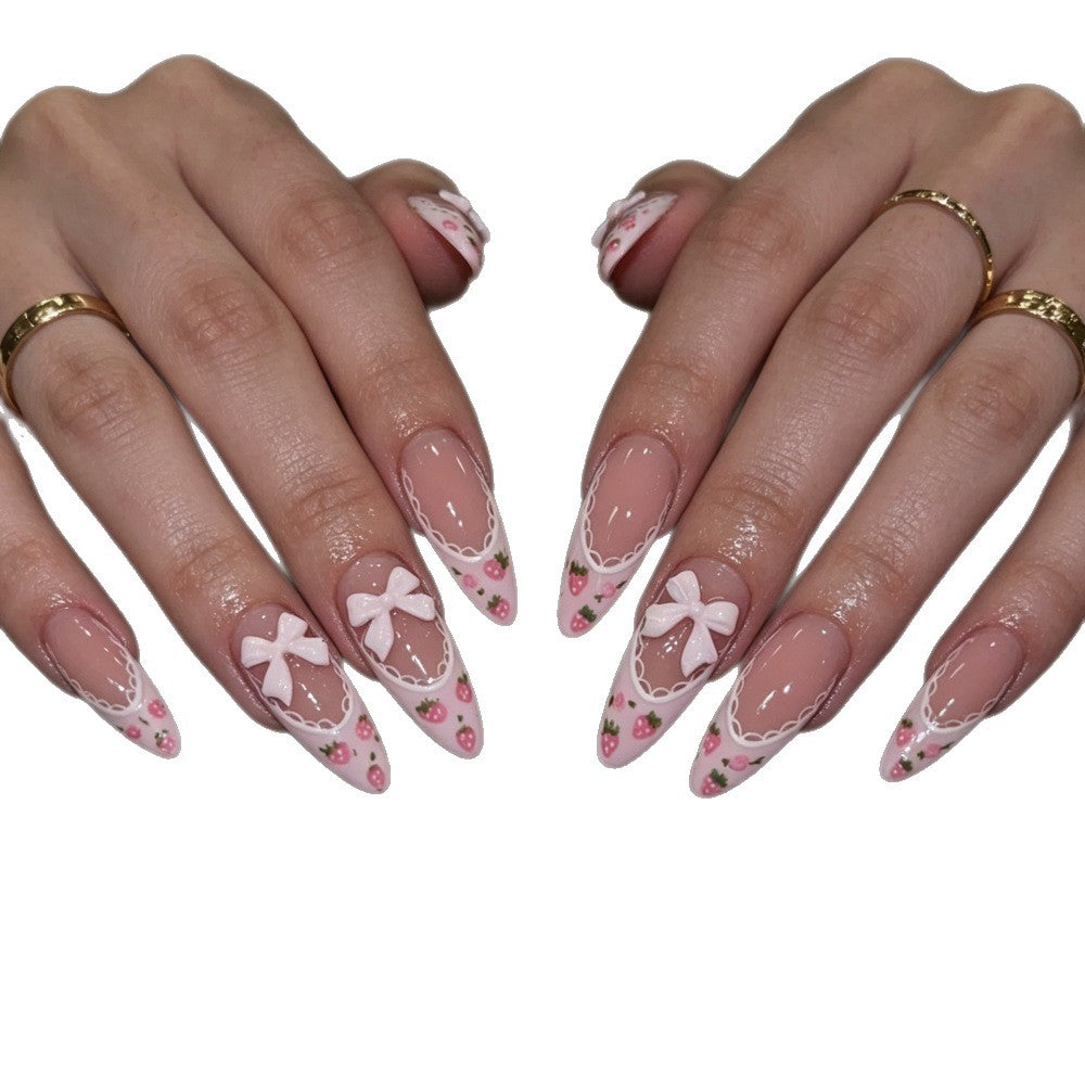 Artificial nails with romantic floral and ribbon motifs Stornfield