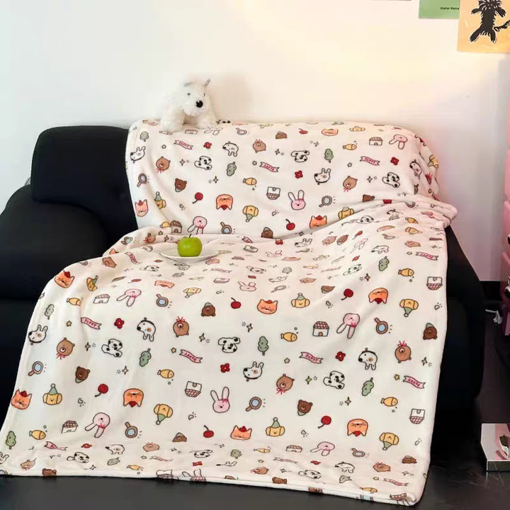 Cartoon-Themed Plush Throw Blanket