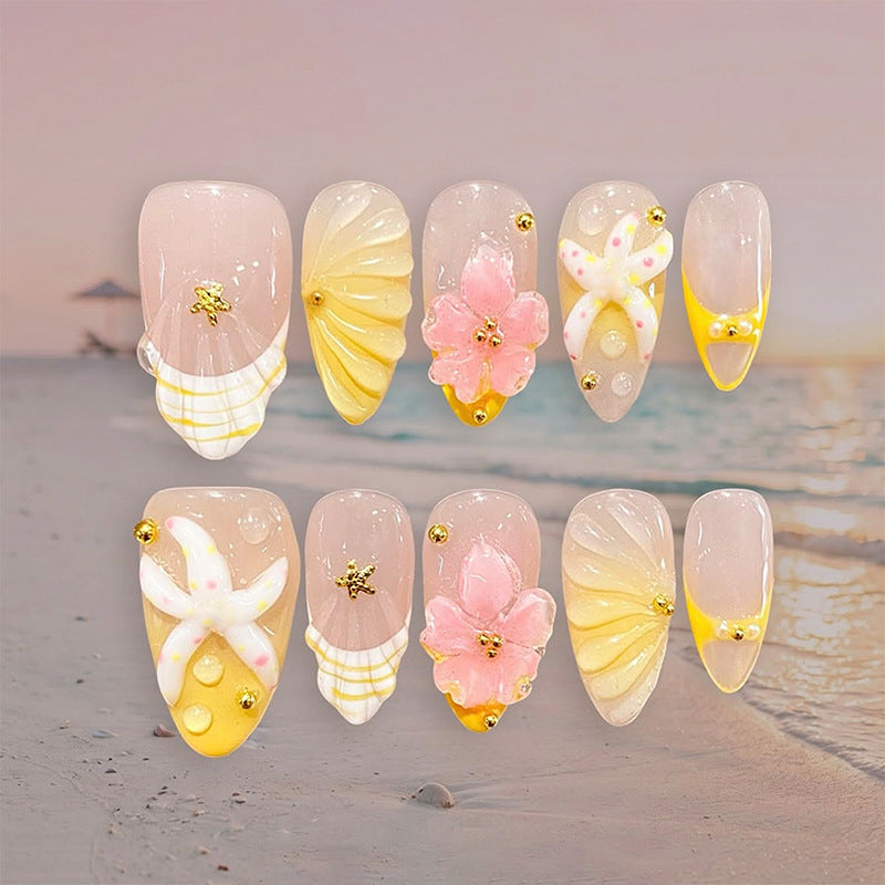 Artificial nails with floral glitter pattern Stornfield