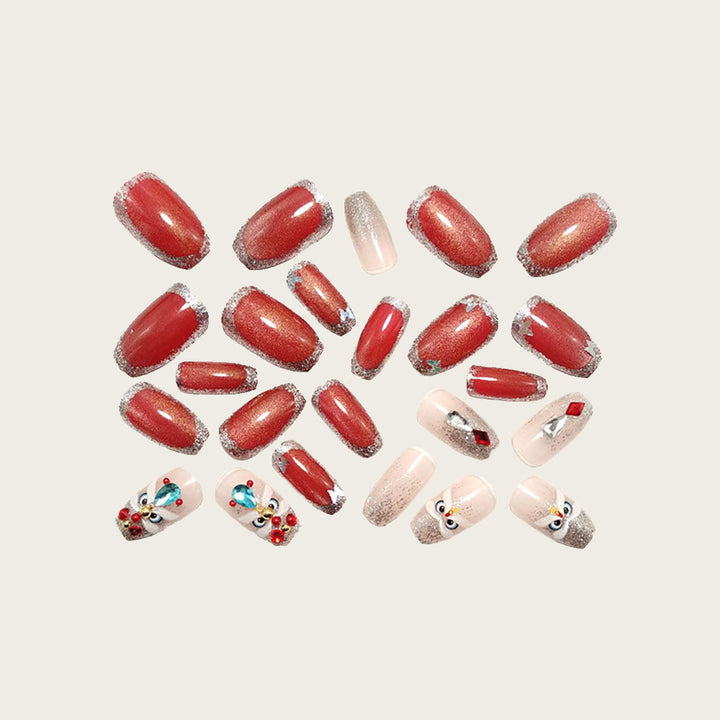 Artificial nails with glitter and gemstone applications Stornfield