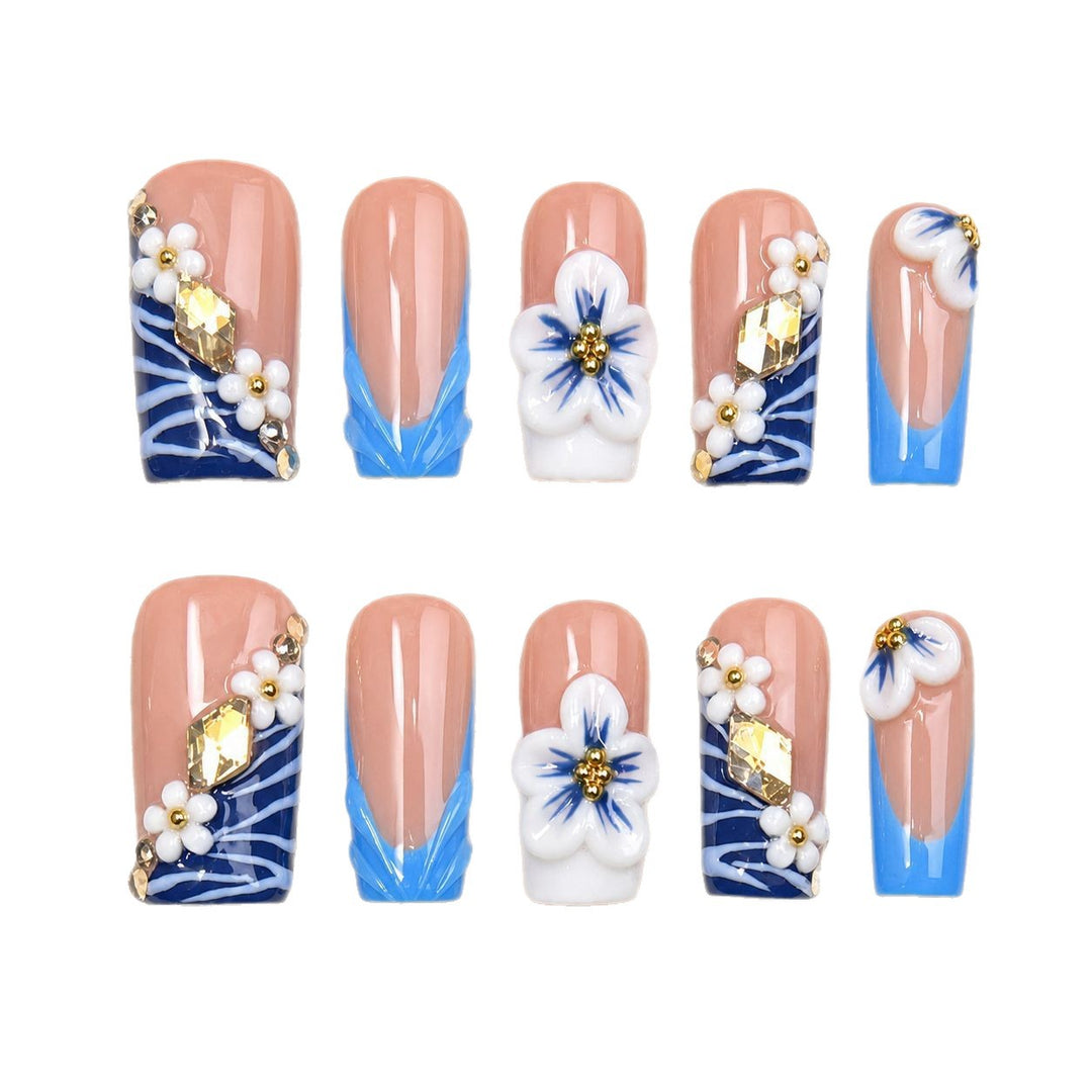Decorative 3D Floral Press-On Nail Art