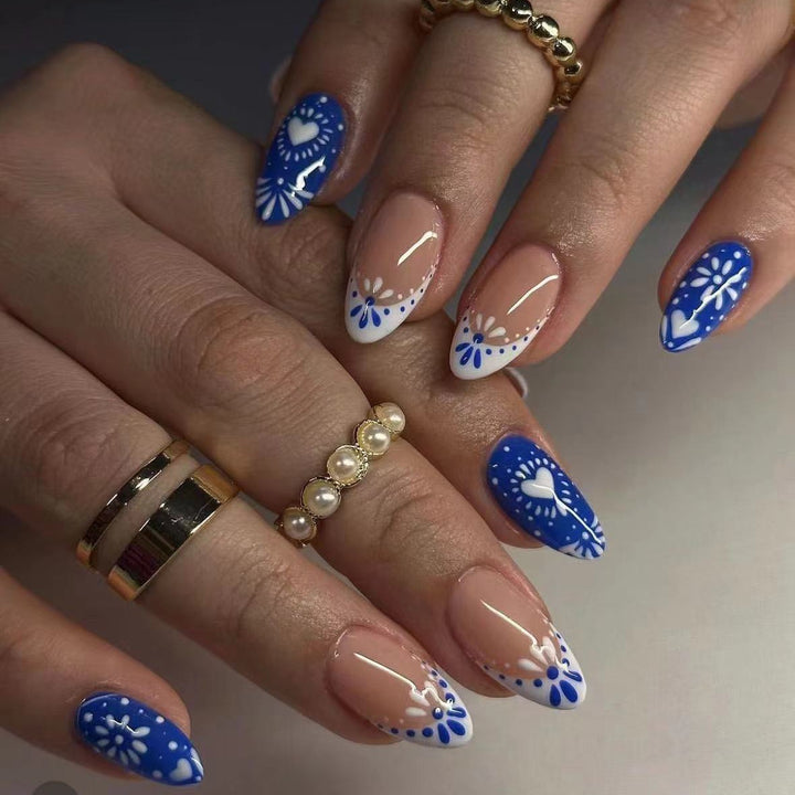 Creative nail set with flower and heart designs Stornfield