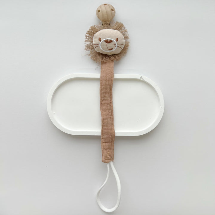 Baby Pacifier Clip with Plush Elephant Head Wooden Safety Clip