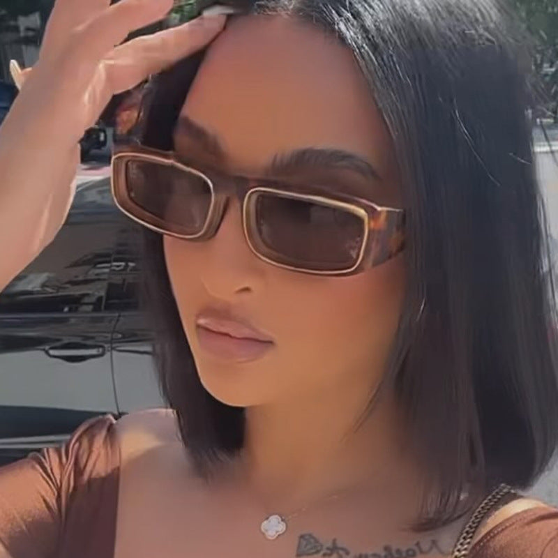 Ladies trendy rectangular sunglasses with elegant color play Stornfield