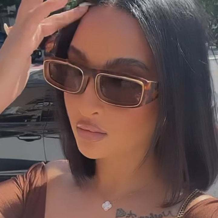 Ladies trendy rectangular sunglasses with elegant color play Stornfield