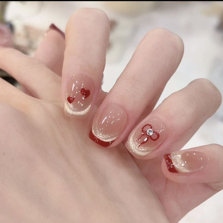 Artistic Heart-Themed Press-On Nail Art Stornfield