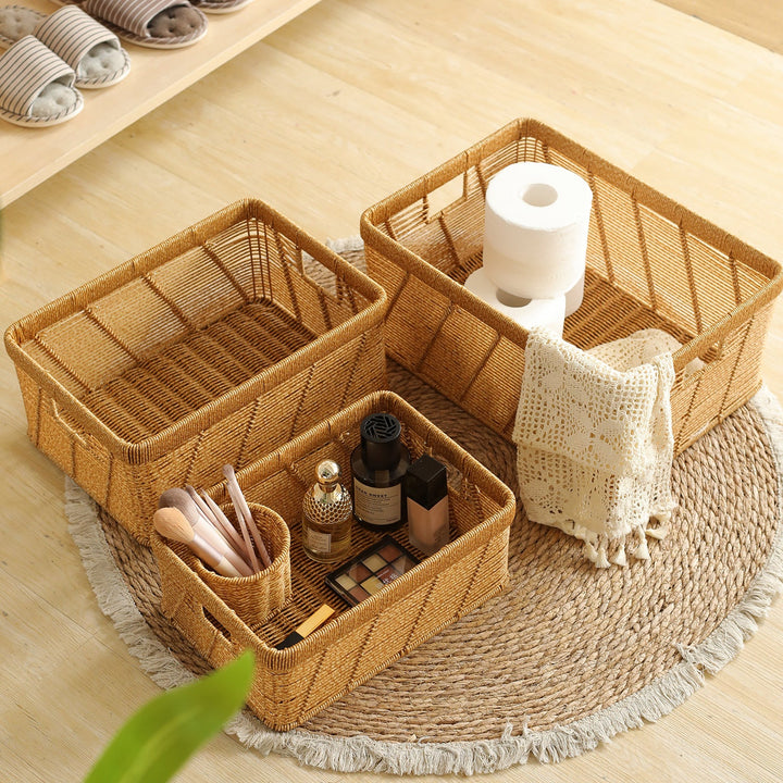 Decorative Handwoven Storage Basket with Cutout Handles Stornfield