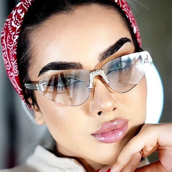 Women Designer Cat Eye Sunglasses with Sparkling Rhinestone Embellishment Stornfield