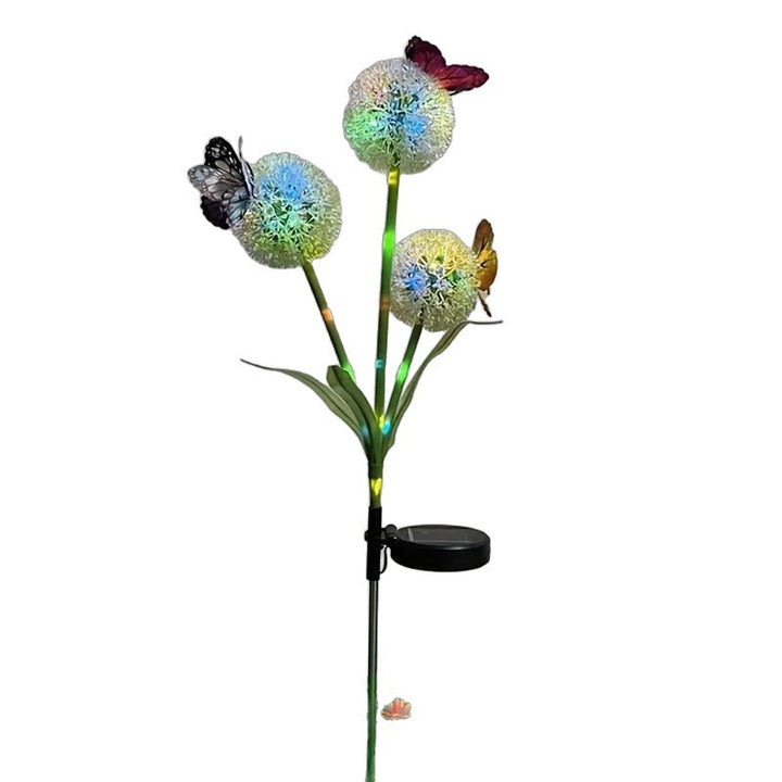 Solar Dandelion Orb Garden Stake Lights With Butterfly Accent And Dusk-To-Dawn Sensor Stornfield