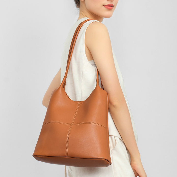 Sculpted Triangle-Base Shoulder Tote with Extended Dual Straps