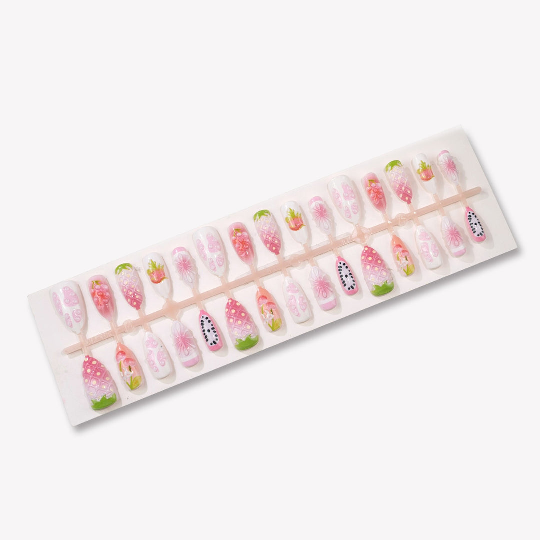 Artificial nail tips with fruity design and 3D elements Stornfield