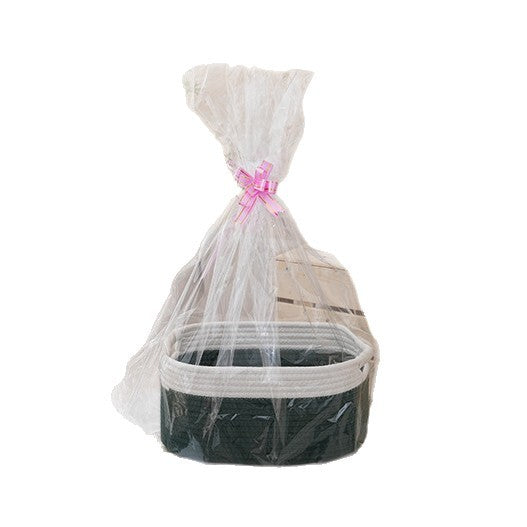 Natural storage basket with ribbons Stornfield