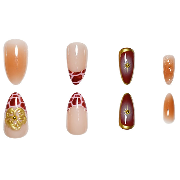 Artistic Stiletto Press-On Nails with Floral and Star Designs Stornfield