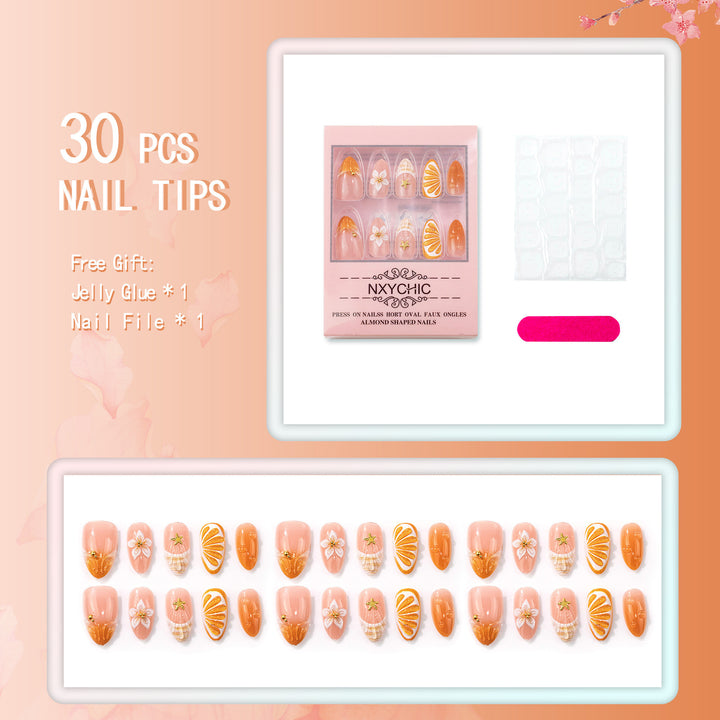 Artistic Shell-Inspired Press-On Nail Set