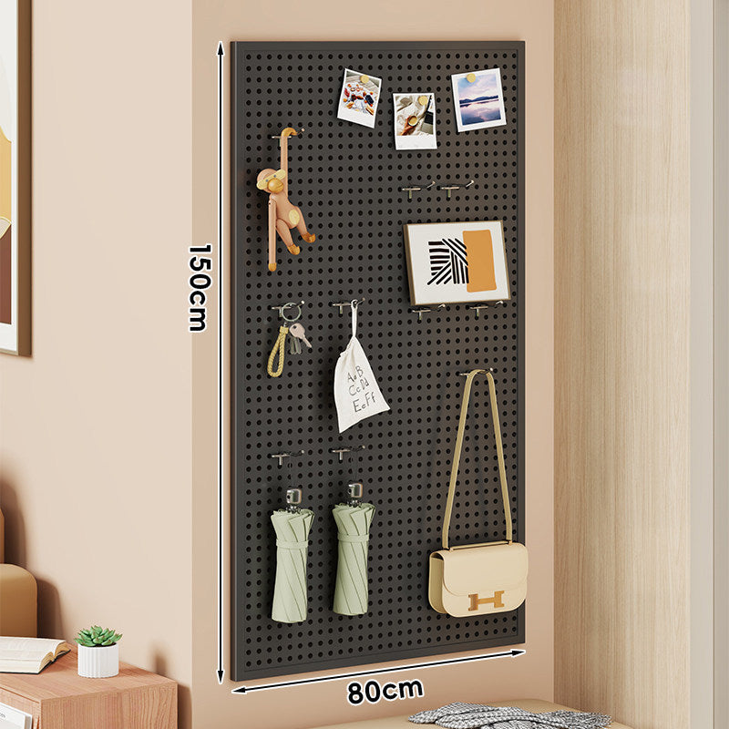 Large Vertical Perforated Wall Storage Panel with Adjustable Hooks and Accessory Mounts