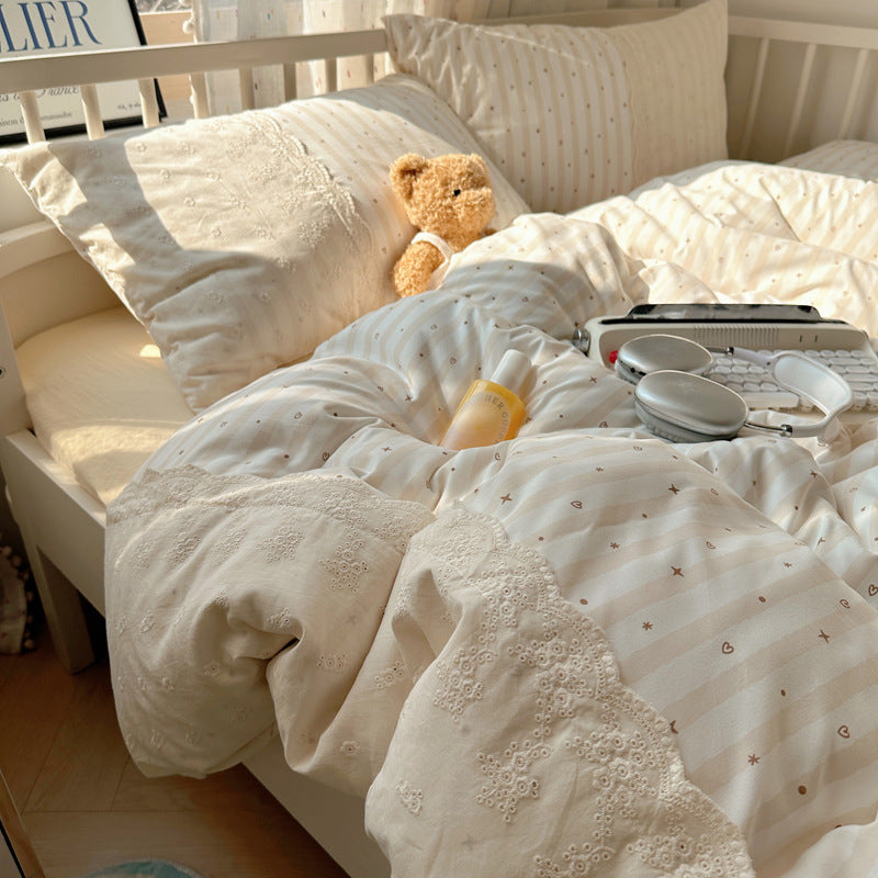 Embroidered Floral Duvet Cover Set