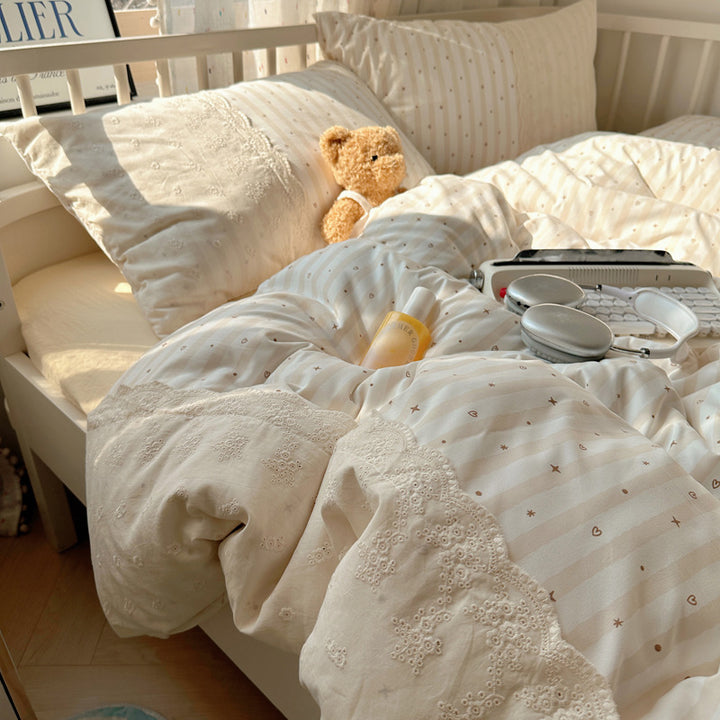 Embroidered Floral Duvet Cover Set