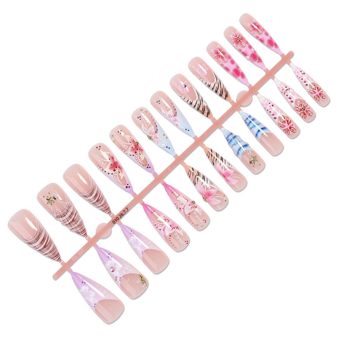 Artificial nail set with floral and creative designs Stornfield
