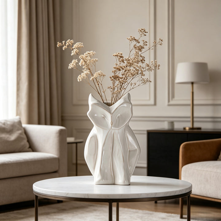 Ceramic Fox-shaped Decorative Vase with Narrow Opening