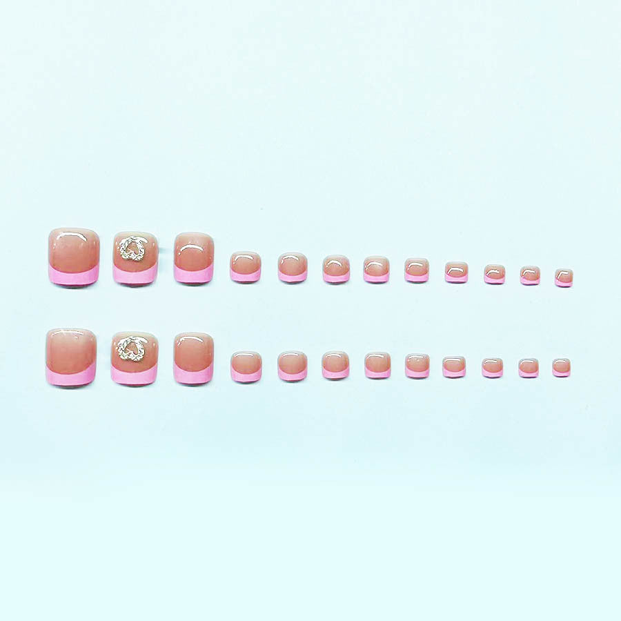 Decorative Heart-Embellished Gel Toe Nail Art Stornfield