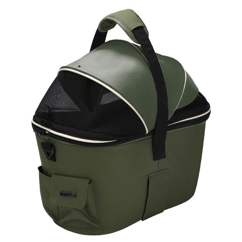 foldable insulated pet carrier bag with mesh canopy and padded handle Stornfield