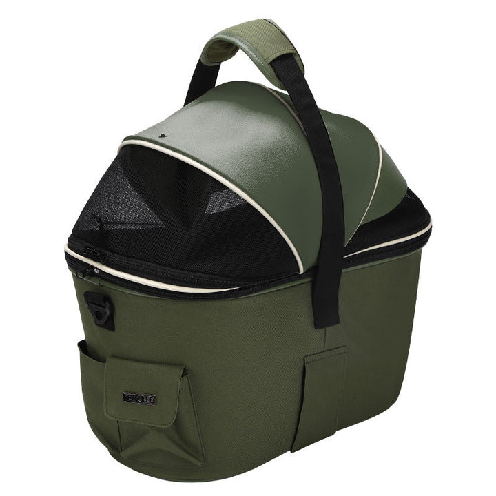 foldable insulated pet carrier bag with mesh canopy and padded handle Stornfield