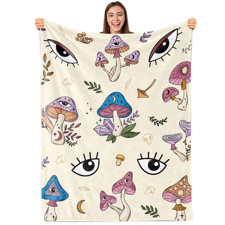 Artistic Mushroom-Themed Throw Blanket