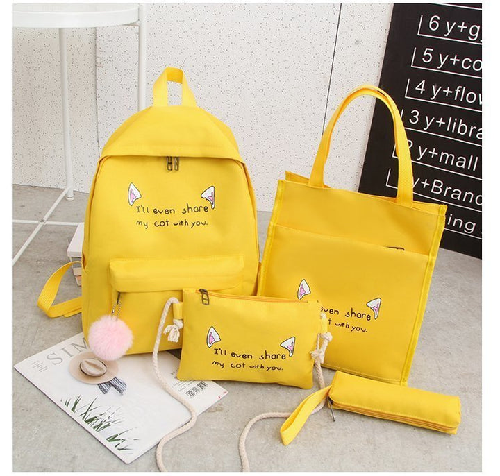 Fun-Themed Cat Print Backpack Set Stornfield