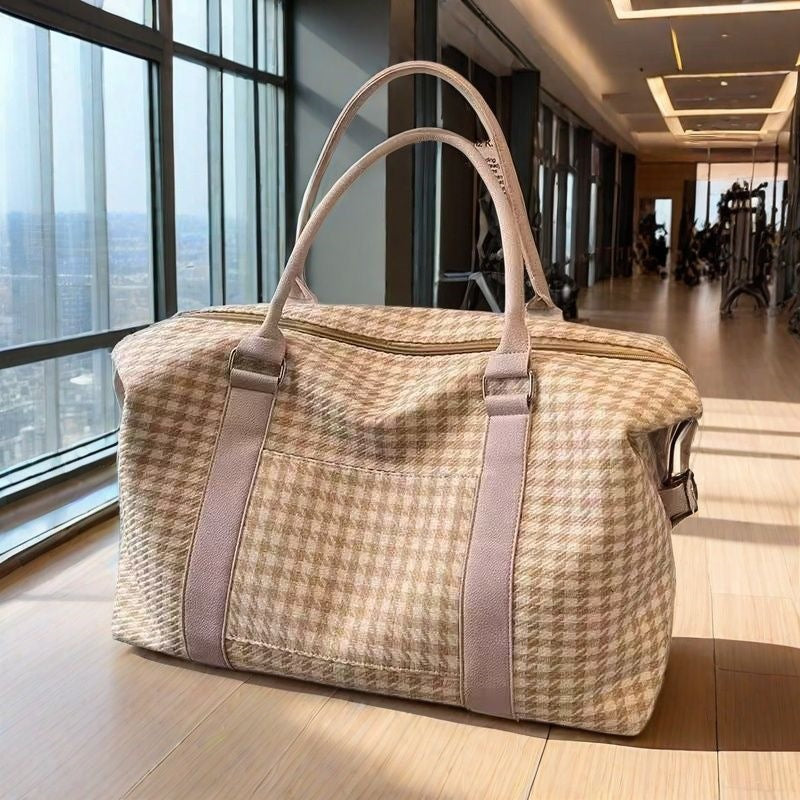 Spacious Tote Bag With Stylish Houndstooth Pattern Stornfield