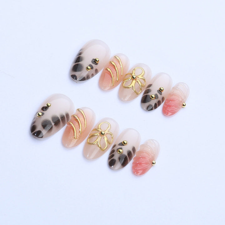 Decorative Press-On Nail Art Set with Floral Accents Stornfield