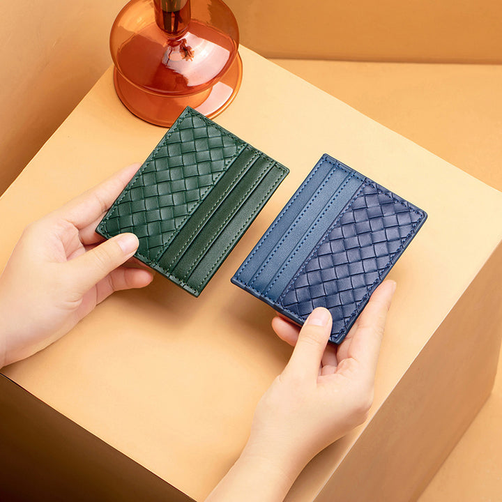 Woven Leather Card Holder