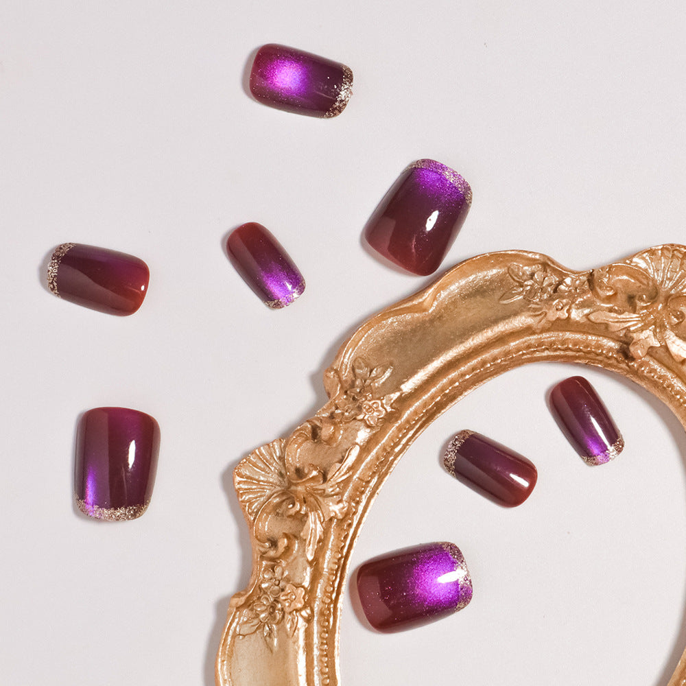 Artistic Press-On Nail Set with Glossy Ombre Finish Stornfield