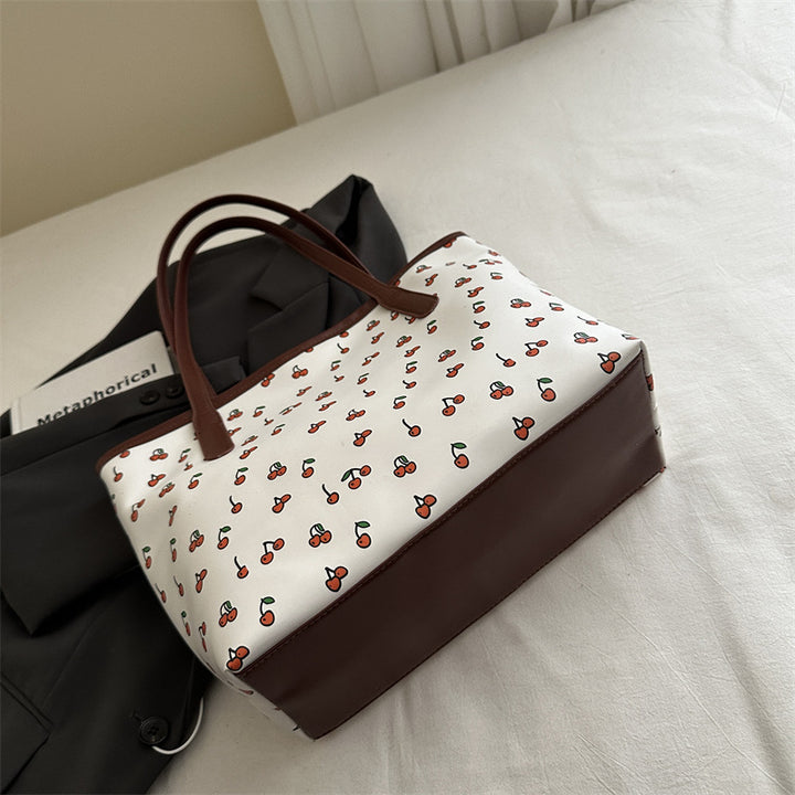 Trendy Cherry Print Tote Bag