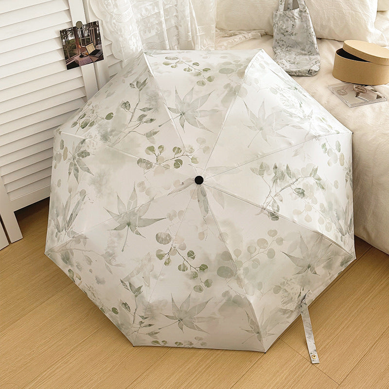 Women's Foldable Umbrella with Elegant Botanical Pattern Stornfield