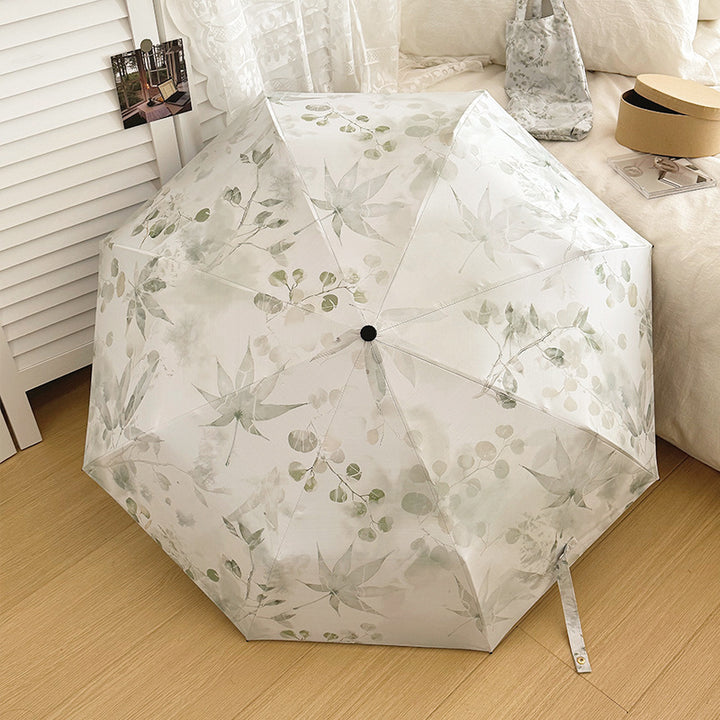 Women's Foldable Umbrella with Elegant Botanical Pattern Stornfield