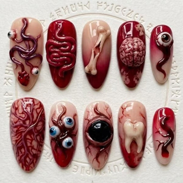 Artificial nail set with creative Halloween motifs Stornfield