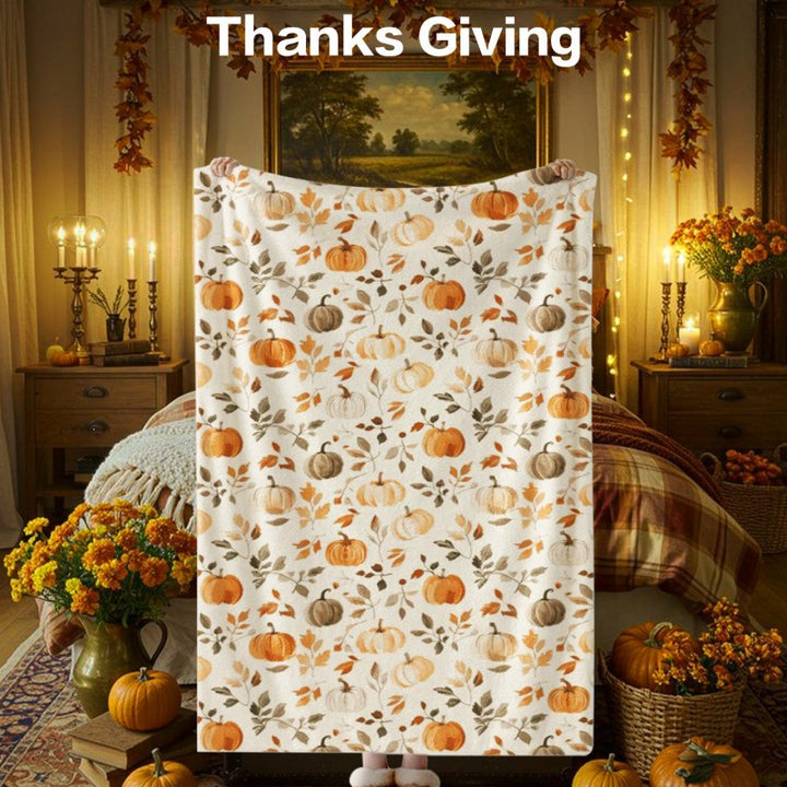 Thanksgiving-Themed Cozy Fleece Blanket