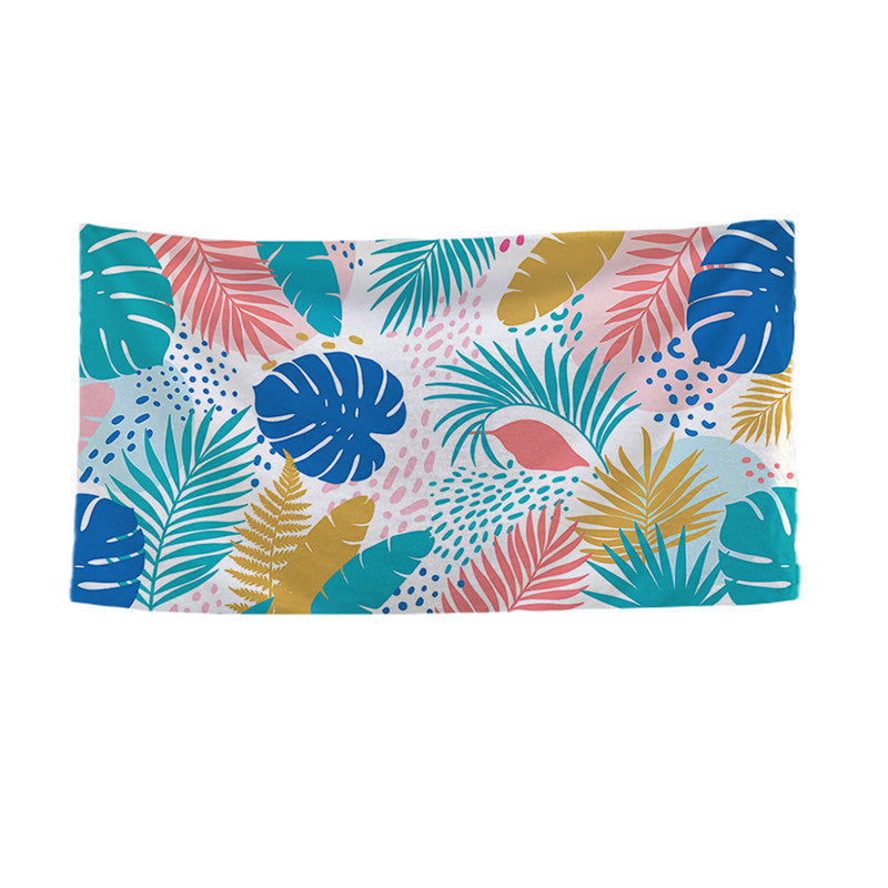 Large Microfiber Quick-Dry Tropical Leaf Print Beach Towel
