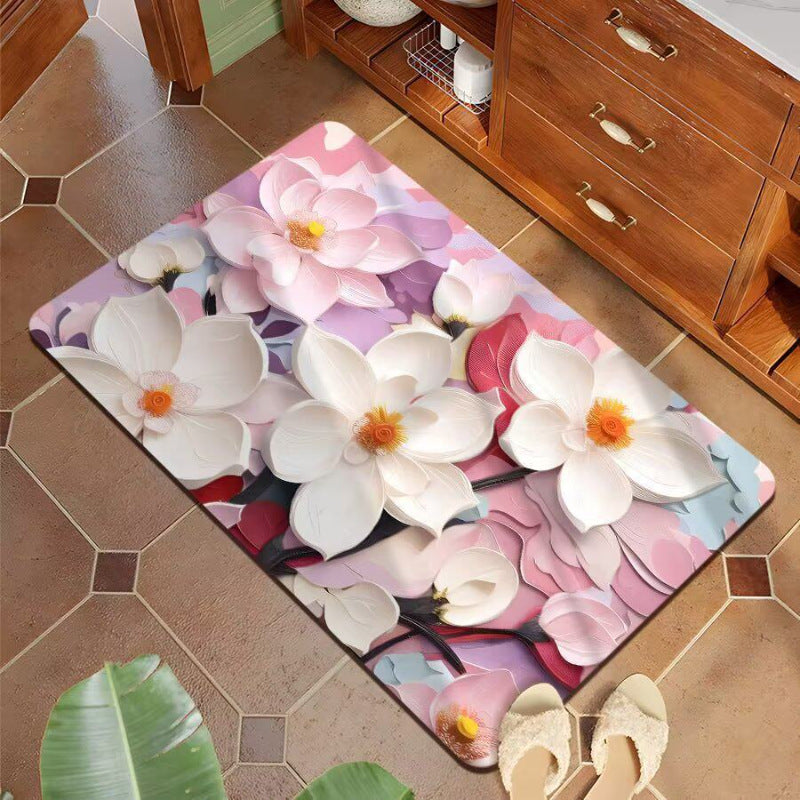 Floral Design Plush Bath Mat